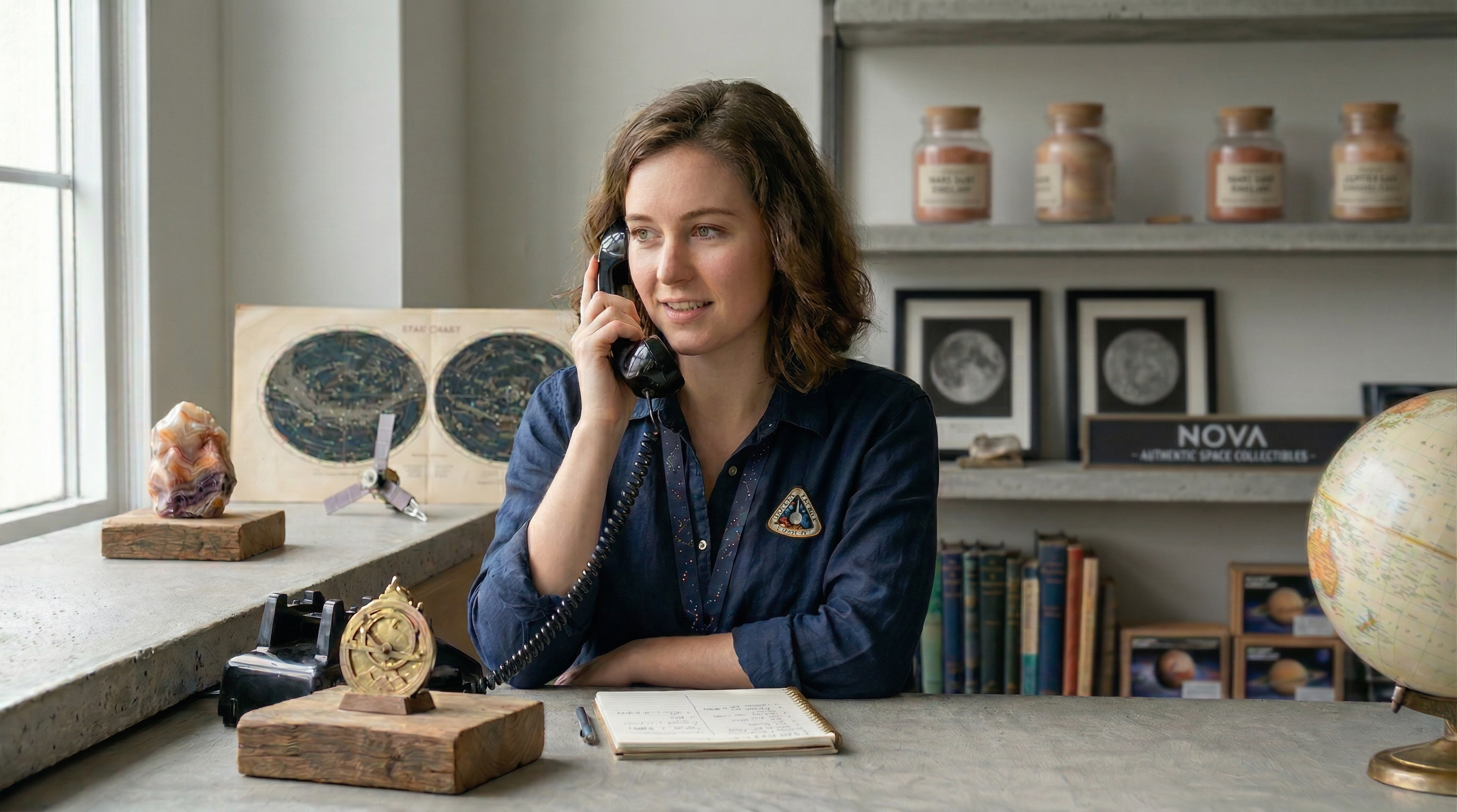 Imagen de chica al teléfono en la tienda de Nova